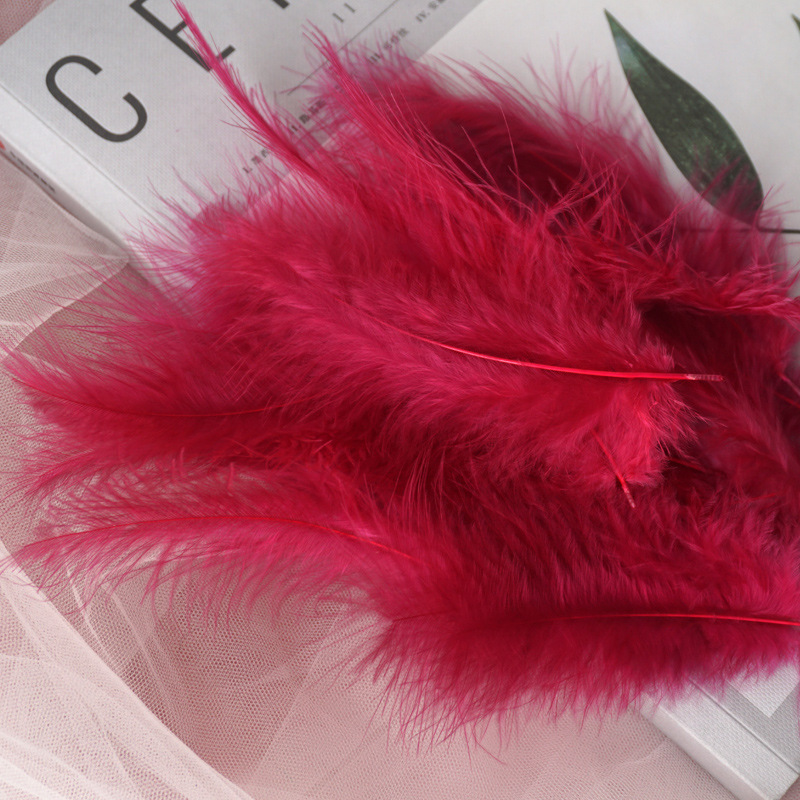 Picture of Feather Decoration Colorful Turkey Hair Pointed Tail Velvet Dream Catcher Material Wave Ball Gift Box Filler Shooting Props