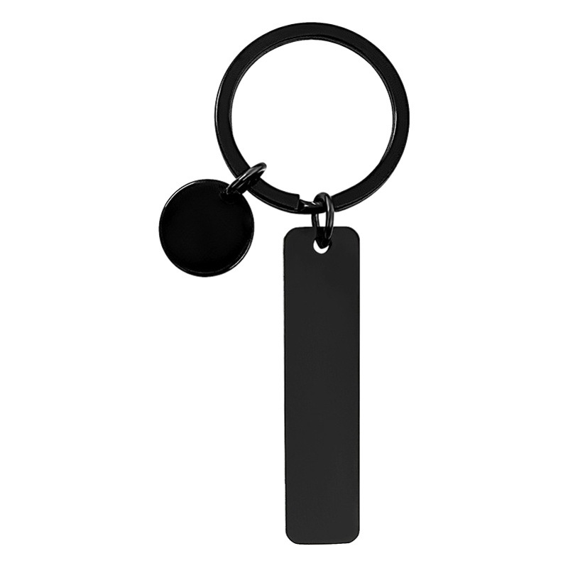 Keychain wholesale stainless steel blank long square tag no word laser UV color printing material metal keychain