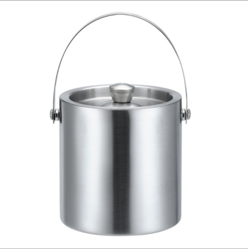Picture of Cross-border supply stainless steel double-layer cold ice bucket portable KTV bar beer wine ice bucket factory wholesale
