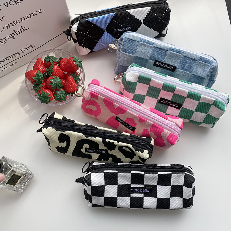 11021ins Wind Salt Style Artistic Pencil Bag Japanese and Korean Large Capacity Girl Student Stationery Pencil Case Storage Cosmetic Bag