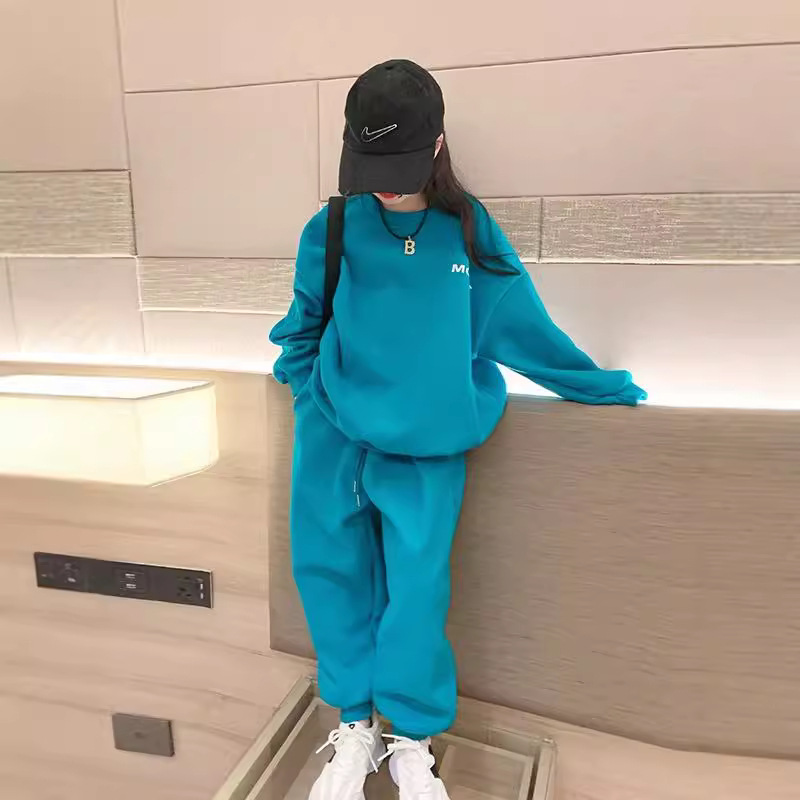 Girls' vests suit 2024 new autumn clothes big children's girls western style fried street clothes spring and autumn fashionable sports children's clothes