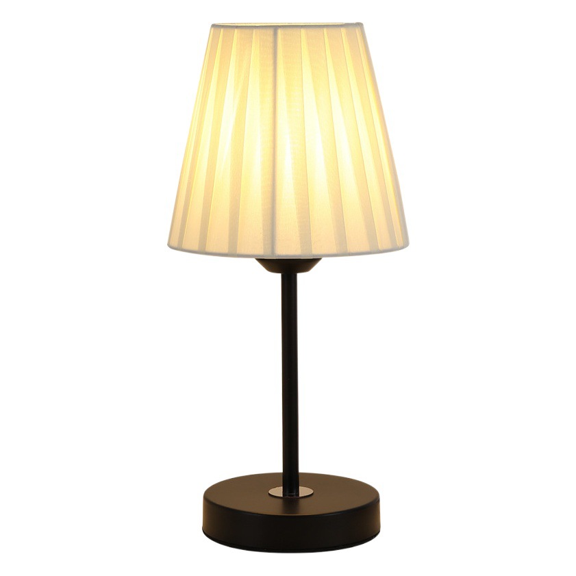 Fabric Table Lamp Bedroom Bedside Lamp Internet Famous ins Girl Atmosphere Lamp LED Nordic Retro Pleated Decorative Nightlight