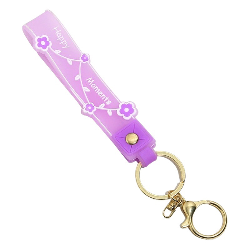 New transparent flower leather rope key chain cute plum blossom letter key chain accessories small gift spot wholesale
