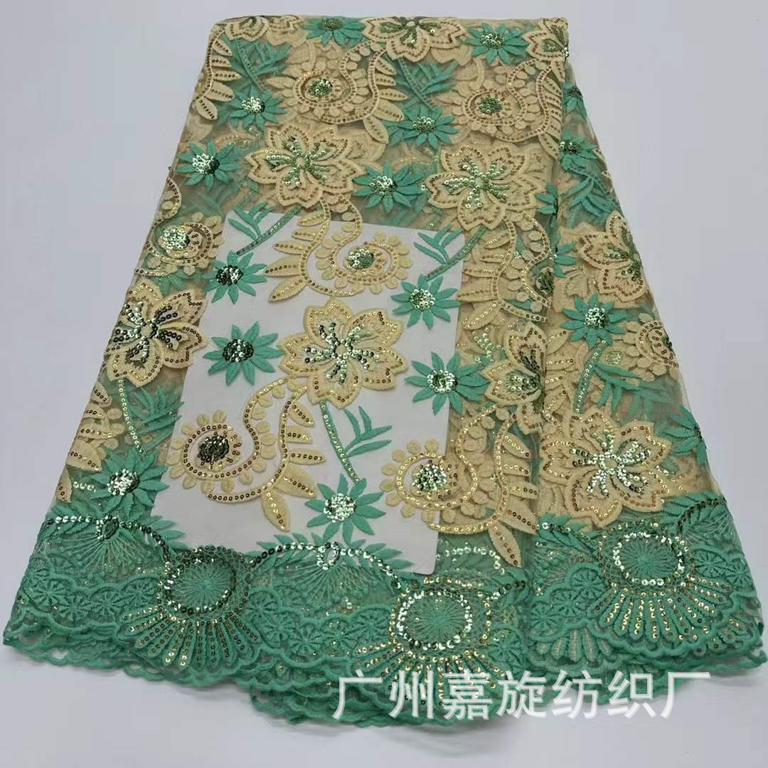 African lace sequins embroidered lace fabric spring and summer mesh fashion dress stage clothing embroidered cloth JX4246