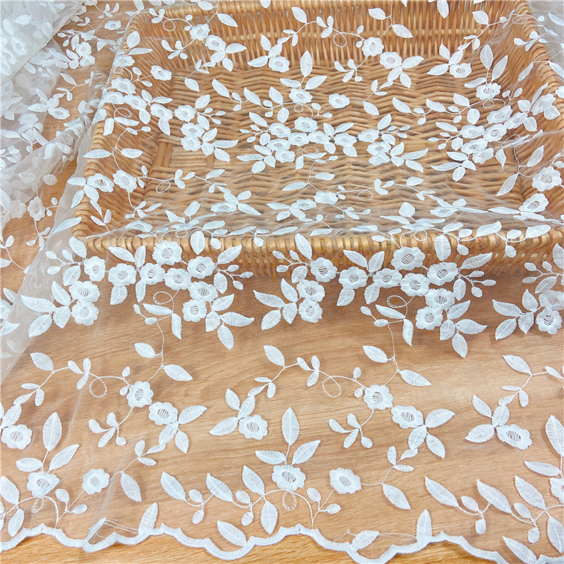 Factory wholesale water soluble lace mesh yarn embroidery fabric stage clothing fabric organza milk silk embroidery fabric