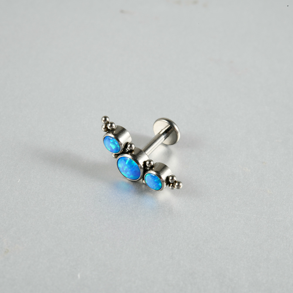 Picture of G23 Titanium Alloy Candy Color Opal Lip Nails Oil Drop Lip Nails Exploding Curved Ear Bone Nails Body Piercing Spot