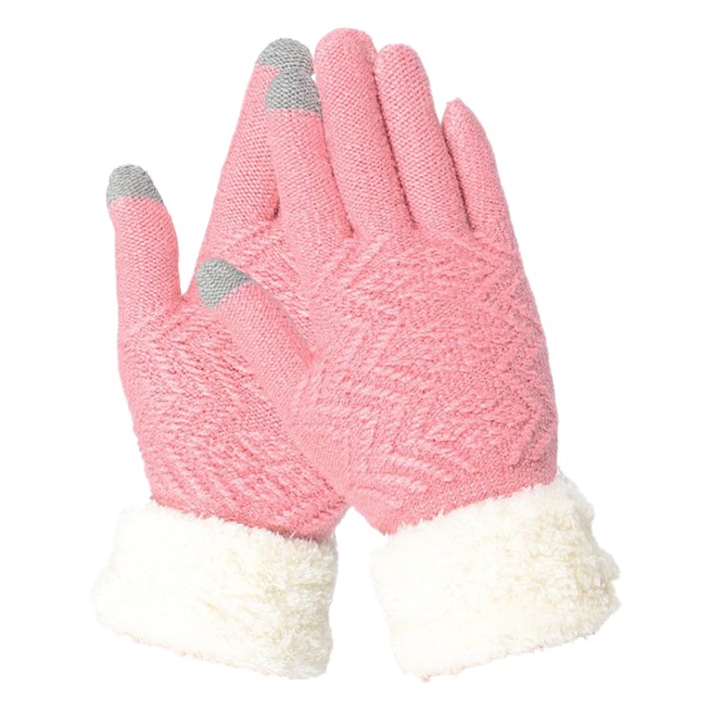 Japanese Style Casual Women's Wool Gloves Wool Mouth Warm Clothing Finger Gloves Touch Screen Cold-proof Jacquard