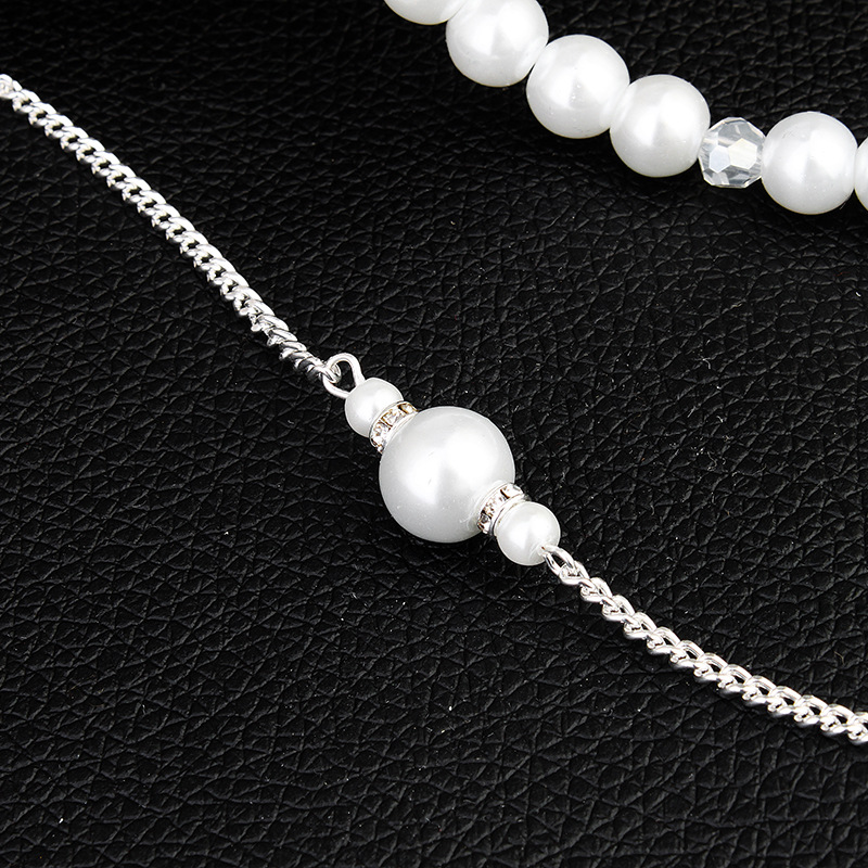 Picture of Beach Holiday Style Sexy Necklace European and American Diamond Body Chain Pearl Pendant Tassel Back Chain Dress Accessories