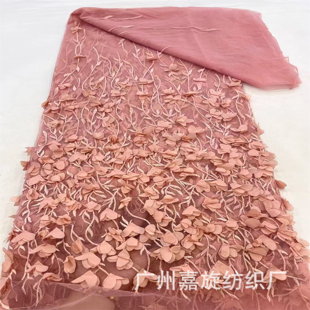 Picture of Unilateral gradient three-dimensional flower embroidery mesh fabric wicker flower children's clothing tutu skirt dress dress embroidered cloth