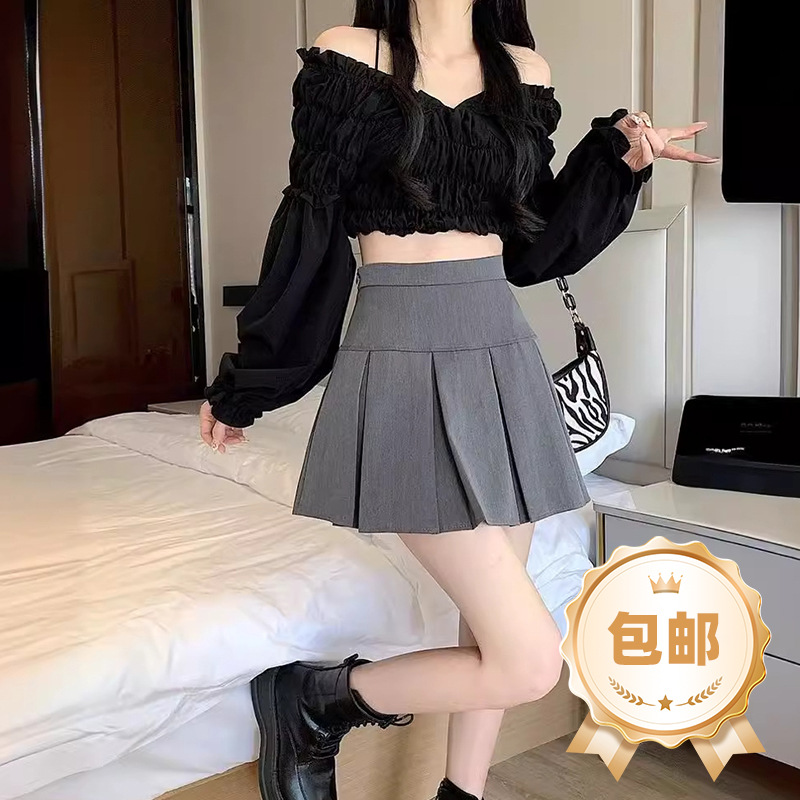 Pure Sexy Spice Girl Summer Pleated Skirt Korean-style College Style A- line Skirt High-end Slim-fit Skirt