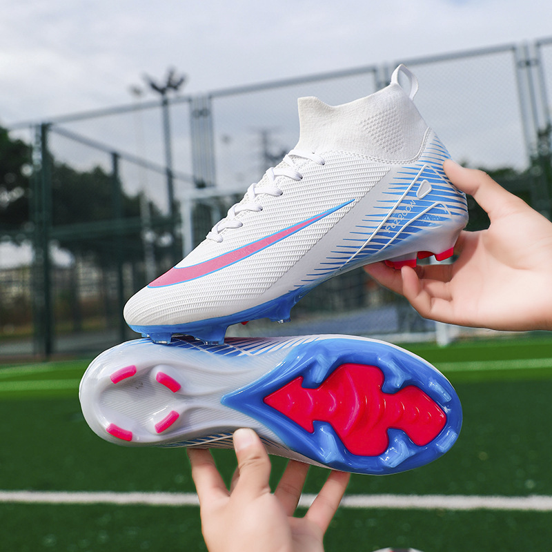 Cross-Border Wholesale Delivery of World Cup Ronaldo High-Top Football Shoes for Men, Women and Teenagers Long Spike Training Sneakers