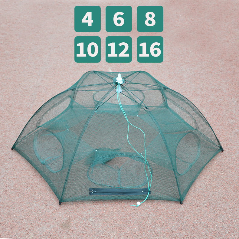 Hongchuan 4-hole 6-hole 8-hole shrimp cage hand shrimp basket foldable small fish basket fishing gear accessories wholesale without rope
