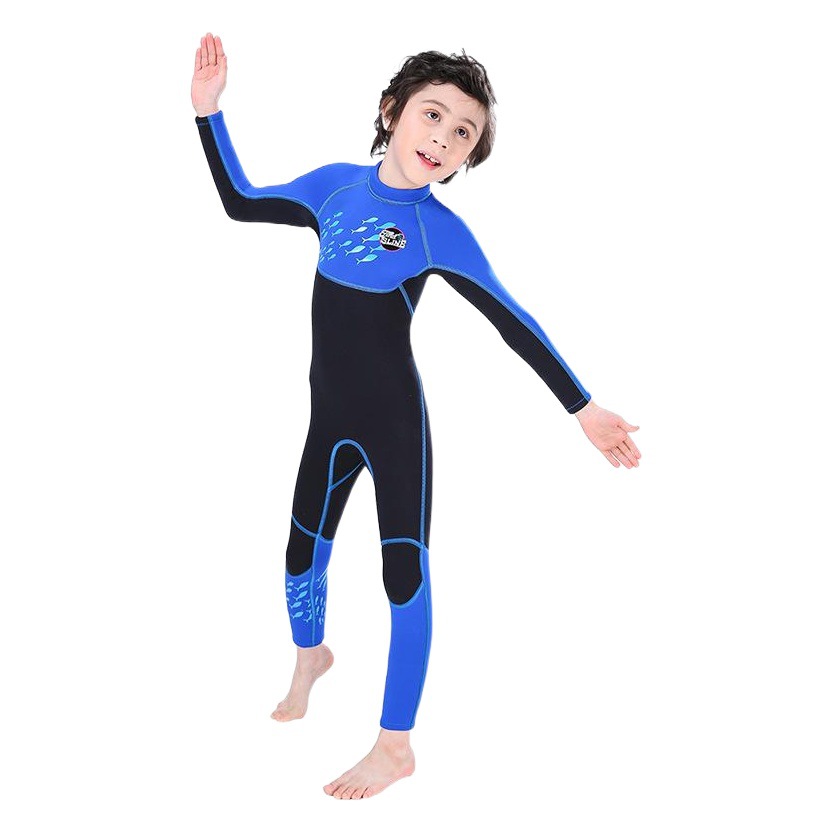 Slinx Kidsren's Wetsuit Men's 3mm One-Piece Kidsren's Swimsuit Long-Sleeved Warm Kidsren's Snorkeling Sun Protection Jellyfish Suit
