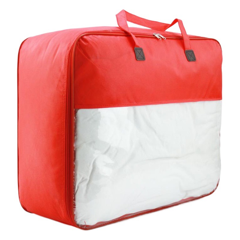 Red non-woven home textile quilt wedding quilt Hi quilt storage bag winter blanket transparent packaging wholesale printing