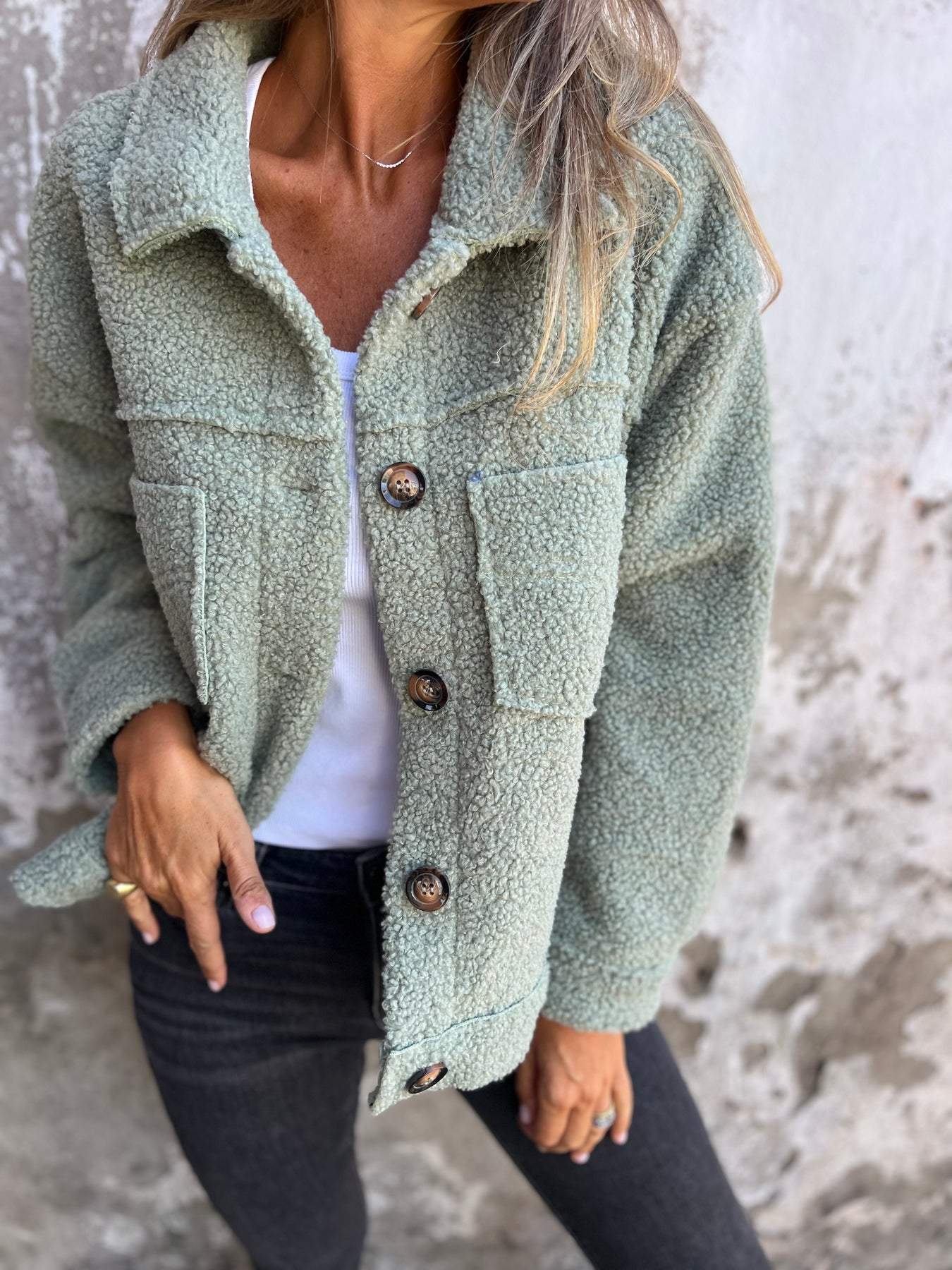 Picture of 2024 Independent Station New Amazon AliExpress-Fall/Winter Lapel Single-breasted Lamb Wool Jacket