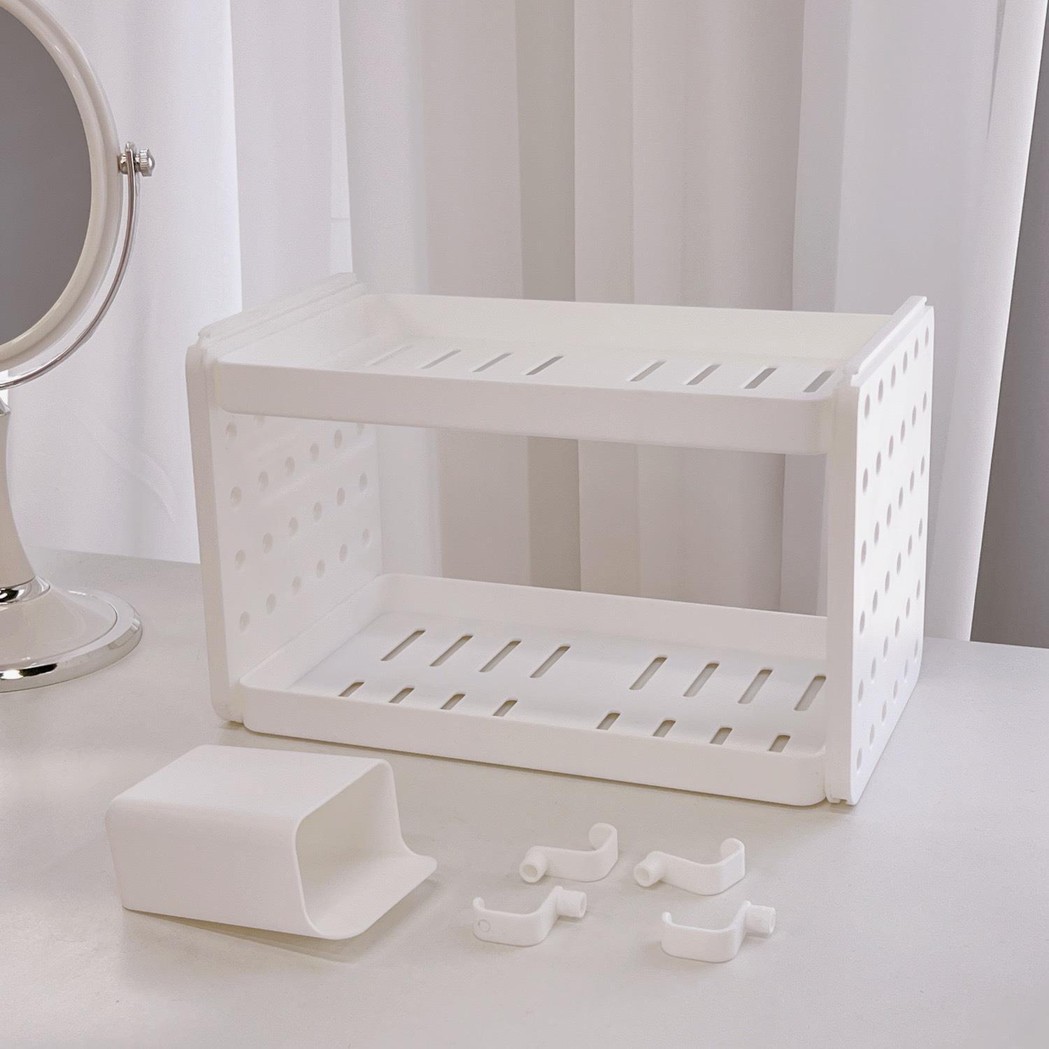 Picture of Tengyi Premium Desktop Double-Layer Storage Rack Non-Print Wind Cave Board Hook Pen Holder Office Storage Finishing Rack