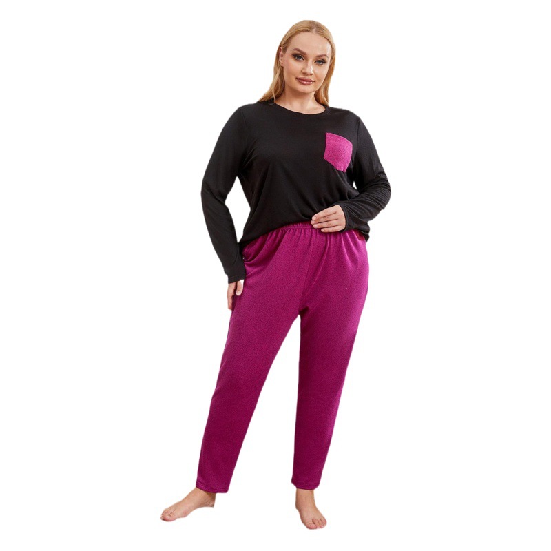Amazon Cross-Border Large Size Pajamas for Women Autumn and Winter Plus Loose Long-Sleeved Home Clothes Set Wildberries