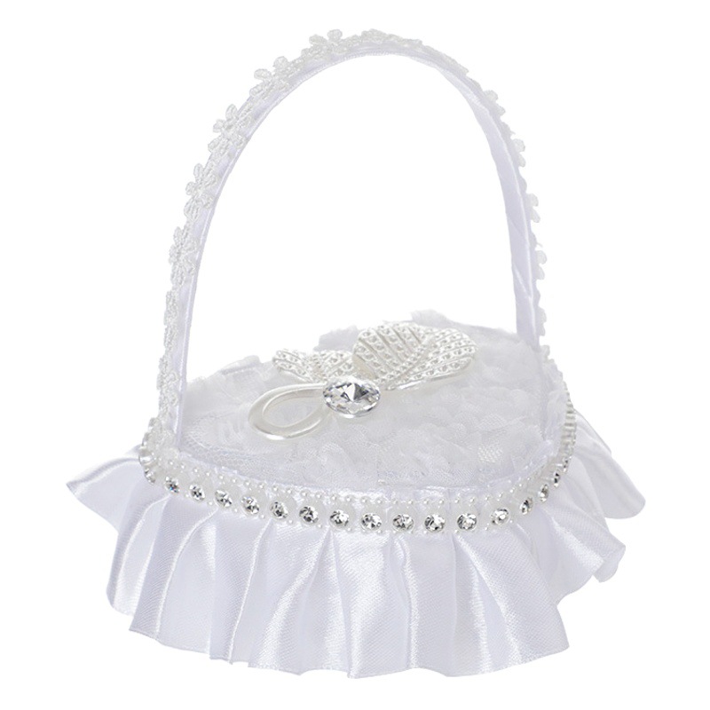 Wedding Flower Girl Heart-Shaped Ring Pillow Amazon Mini Lace Pearl Ring Box Wedding Ring Holder Wedding Celebration