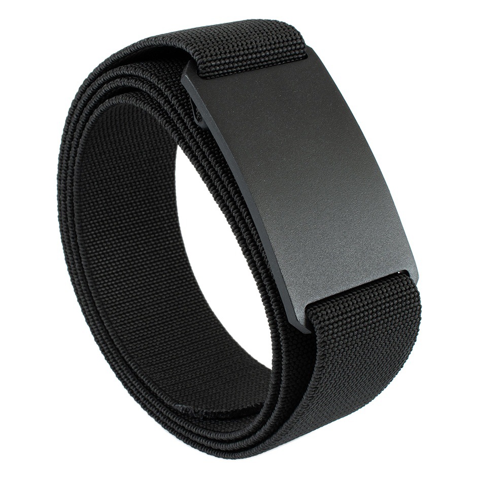 Factory wholesale aluminum buckle casual elastic belt men's fashion all-match commuter belt straight buckle elastic pants belt