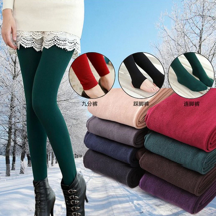 Spring and autumn color velvet brushed pantyhose brushed padded base socks nine points warm pantyhose wholesale