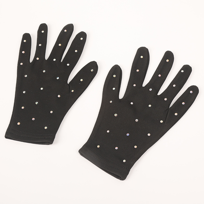 Picture of Factory wholesale figure skating performance gloves children's gloves adult female semicolon rhinestone opaque magic gloves