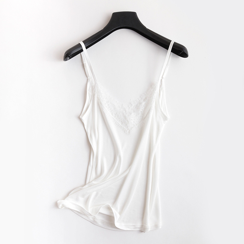 Picture of Tangge Spring and Summer Mulberry Silk Loose V-neck Lace Silk Sling Silk All-match Base Vest