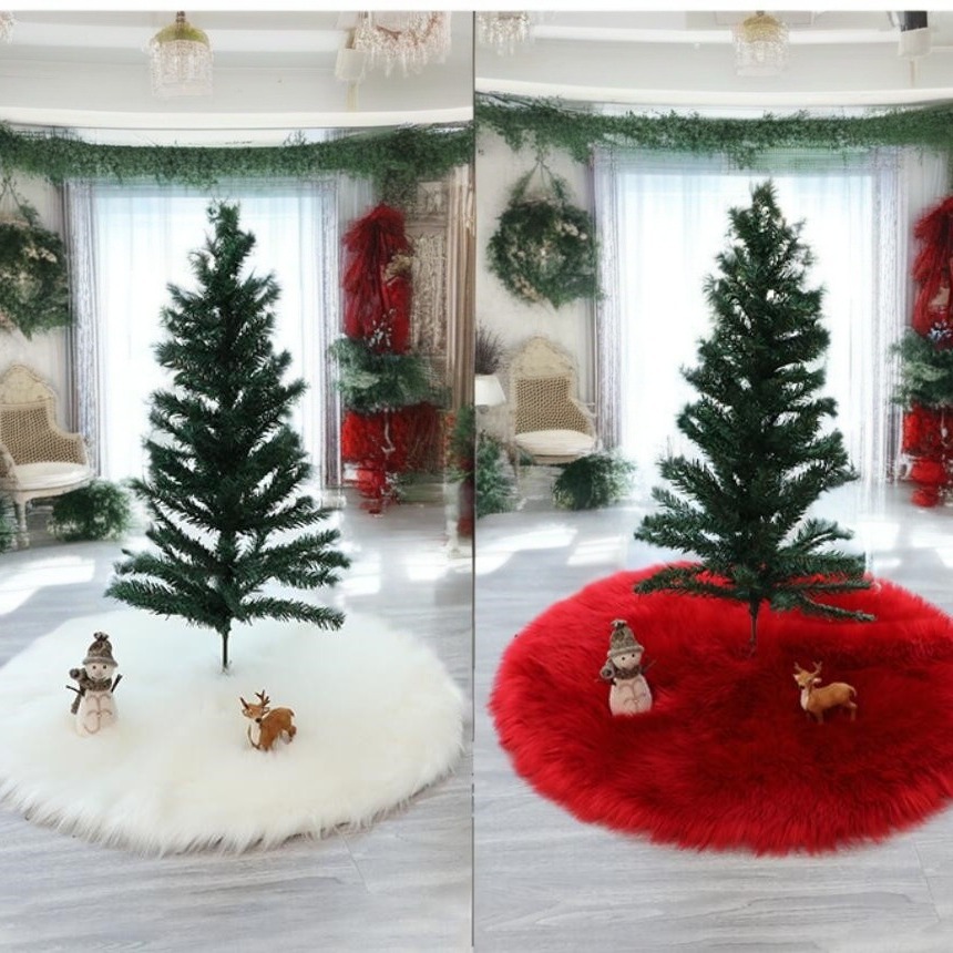 Christmas Tree Skirt White Wool Christmas Plush Tree Skirt 78cm 90cm 120cm Christmas Tree Skirt Christmas Decoration