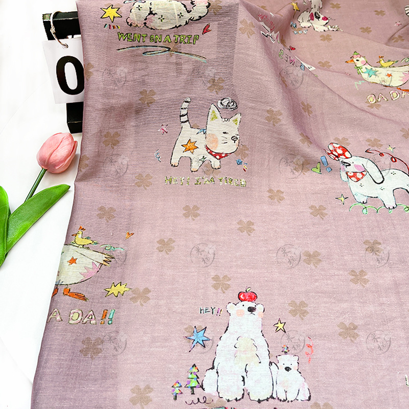 Cute pet funny words: gauze skirt, Hanfu shirt, cheongsam, Tencel linen fabric, new Chinese style handmade DIY fabric