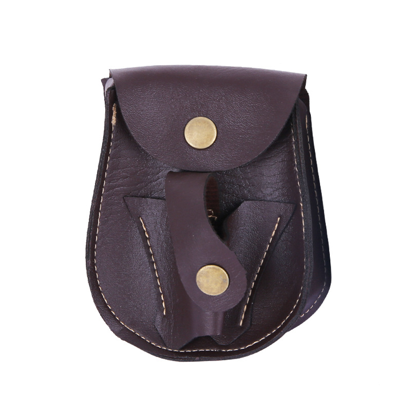 Picture of Outdoor slingshot bag steel ball integrated black brown leather bag durable non-deformation boutique leather case sports waist bag toy