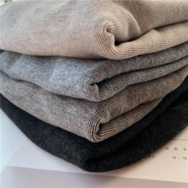 Autumn and winter new semi-high collar slim solid color T-shirt warm western style all-match long sleeve top cationic base shirt