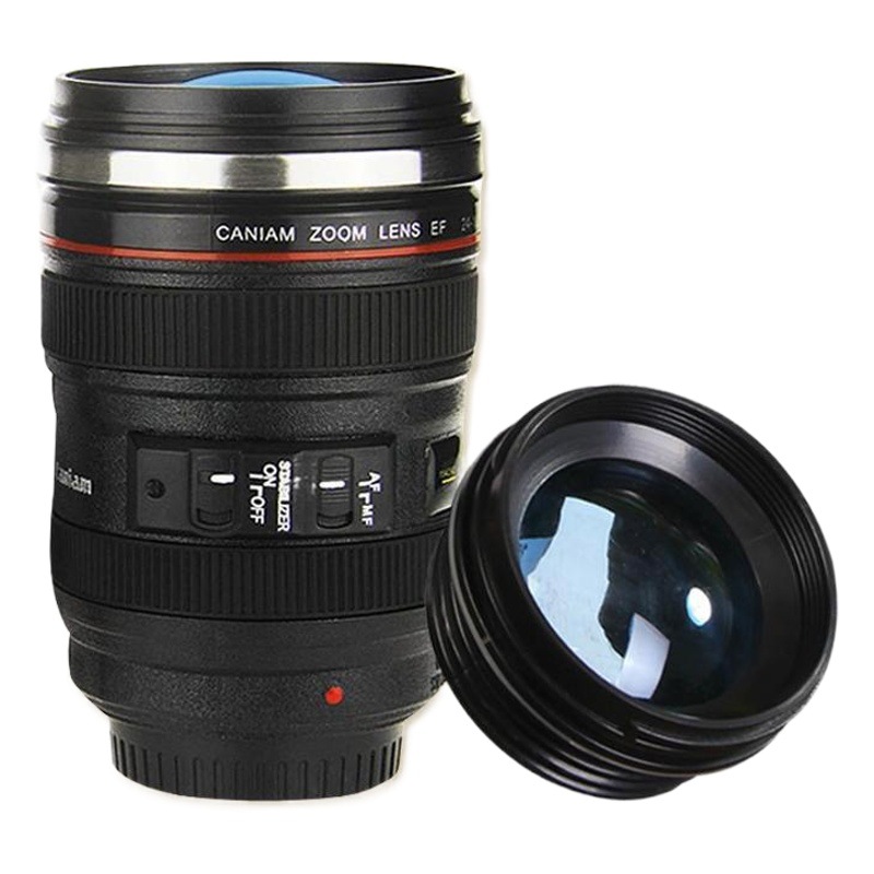 Factory wholesale creative stainless steel SLR lens mug office coffee cup stall printable logo gift