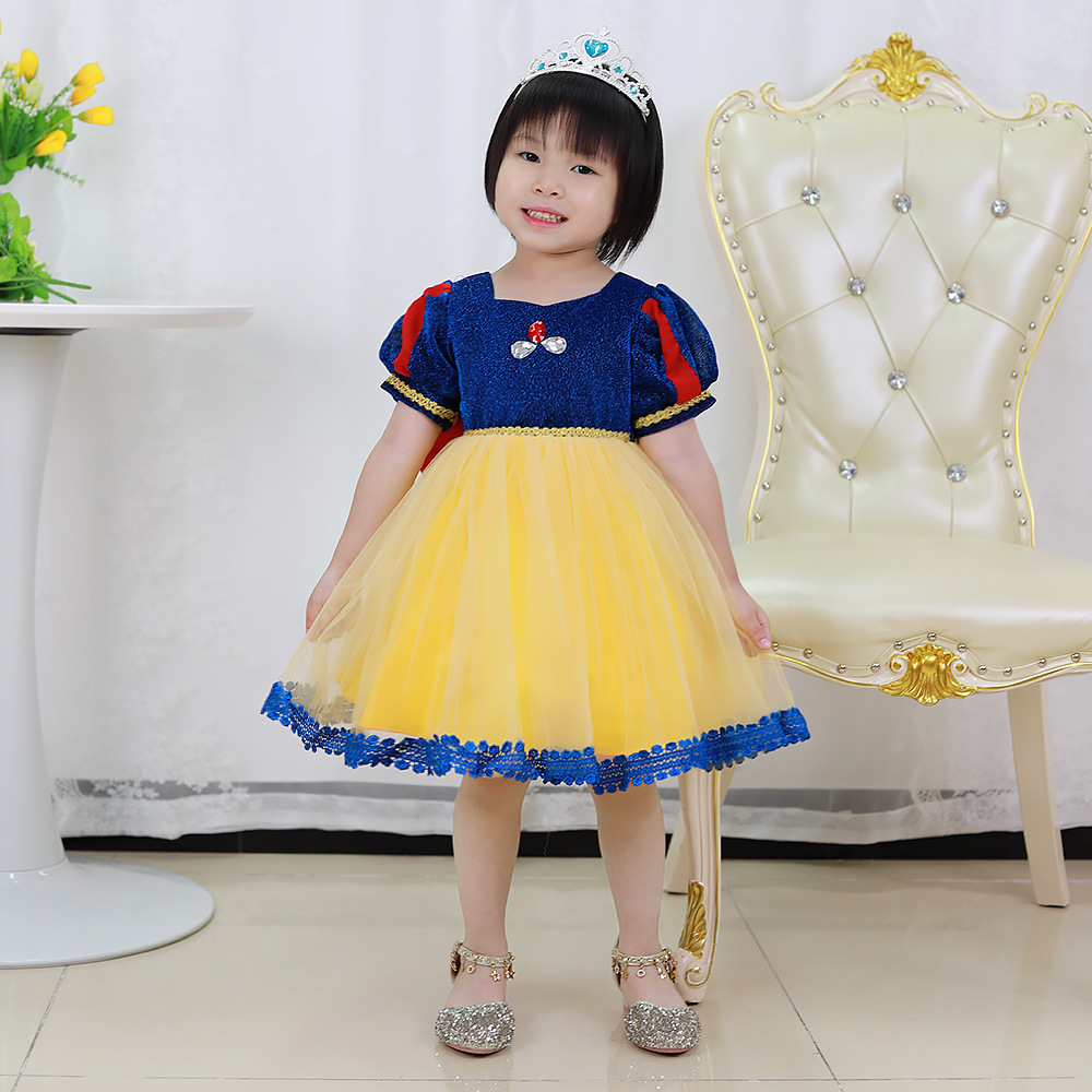 New Snow White Dress 2025 Girls' Dress Kidsren's Short-Sleeved Party Performance Costume Little Girl's Birthday Dress