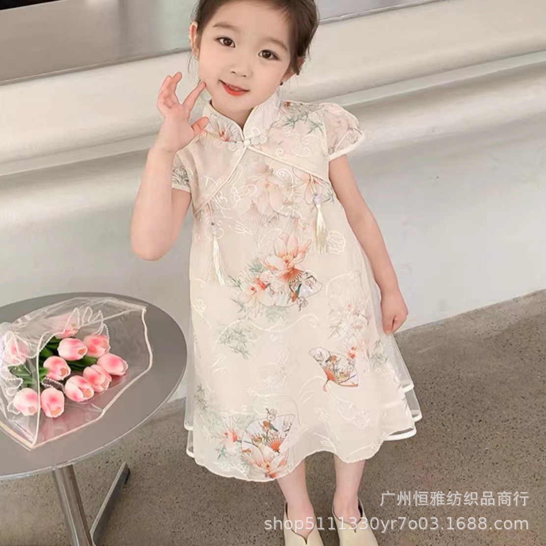 Picture of New Spring and Summer Hanfu Chiffon Printing Embroidered Multicolor Chiffon Computer Embroidered Lace Embroidered Children's Dress Fabric