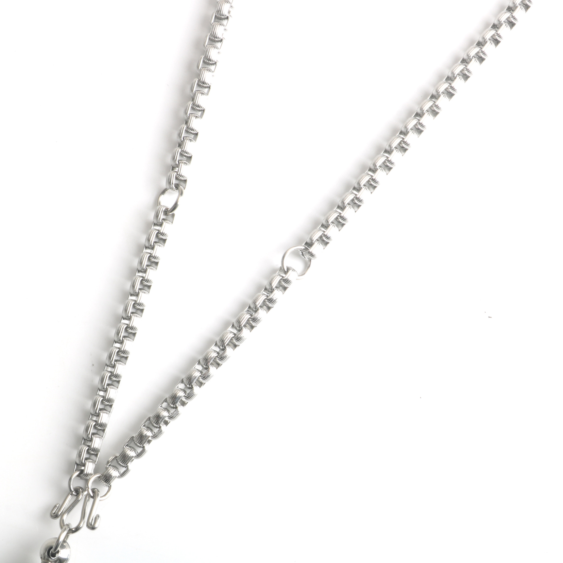 Picture of Guan Gong Guanyin Buddha Pendant Stainless Steel Embossed Square Pearl Chain Three Hanging Thai Buddha Chain Titanium Steel Necklace for Men and Women