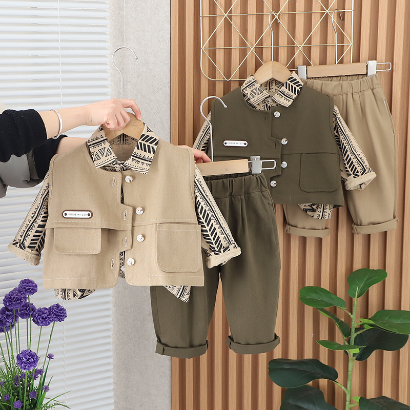 Picture of Boys' Clothing 2024 Autumn New Korean style sweater vest suit children's casual pants fashionable three-piece suit fashion