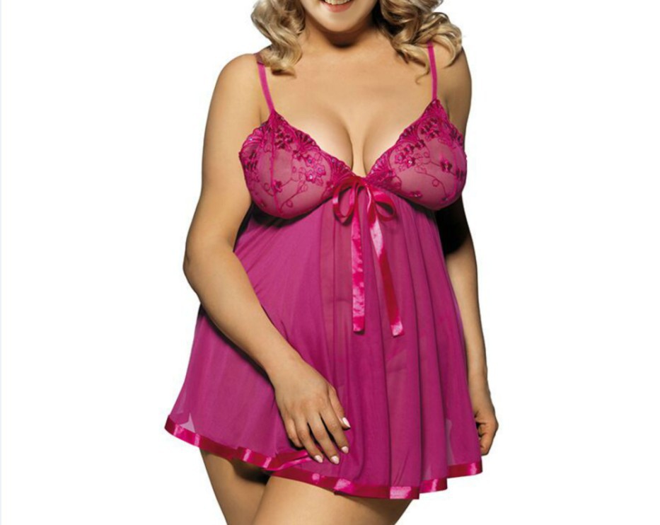 Picture of European and American Export Sexy Lingerie Lace Sexy Pajamas Women's Temptation Summer Transparent Mesh Suspender Nightgown Large Size