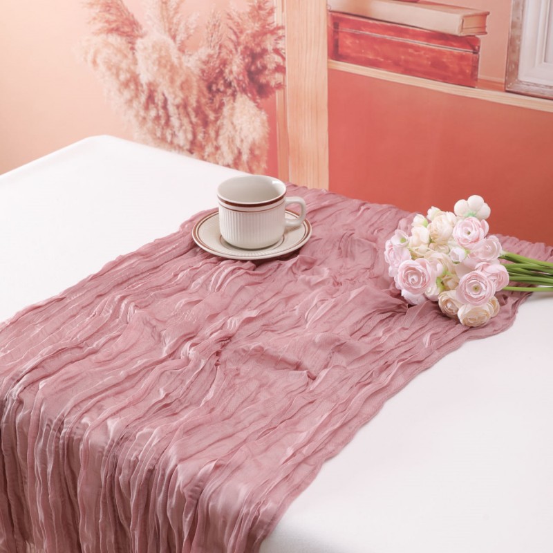 Picture of Cross-border Hot Home Birthday Party Decoration Bari Yarn Tablecloth Wedding Shooting Background Props Table Runner Wrinkled Cloth