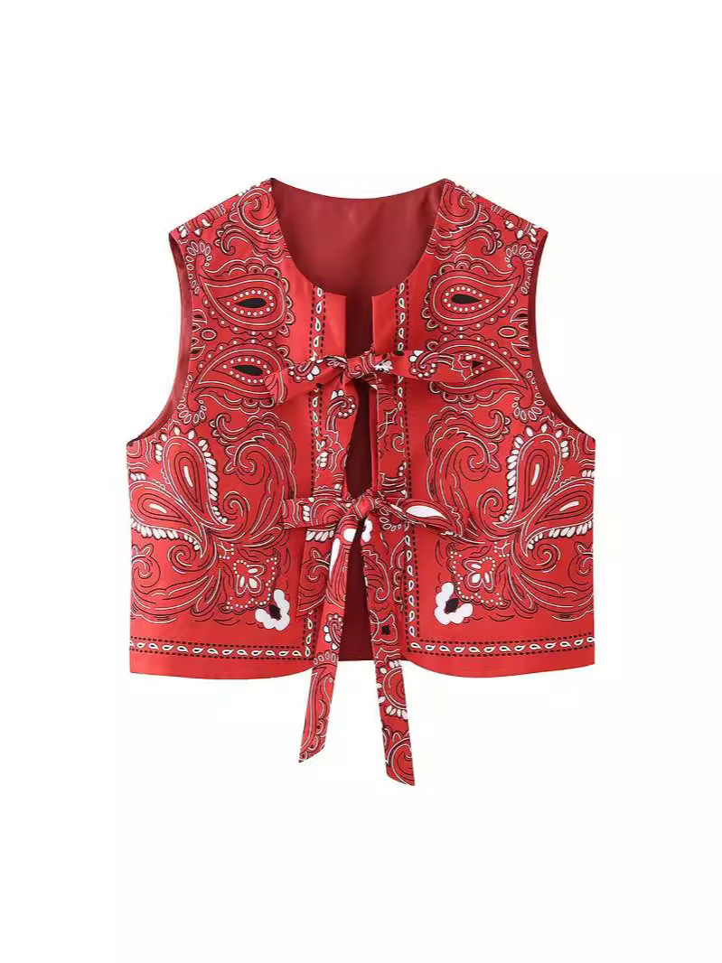 Cross-border Wholesale 2024 Spring New European and American Fashion Women's Street Superman Printed Strap Ornaments Outer Wearing Cotton Vest