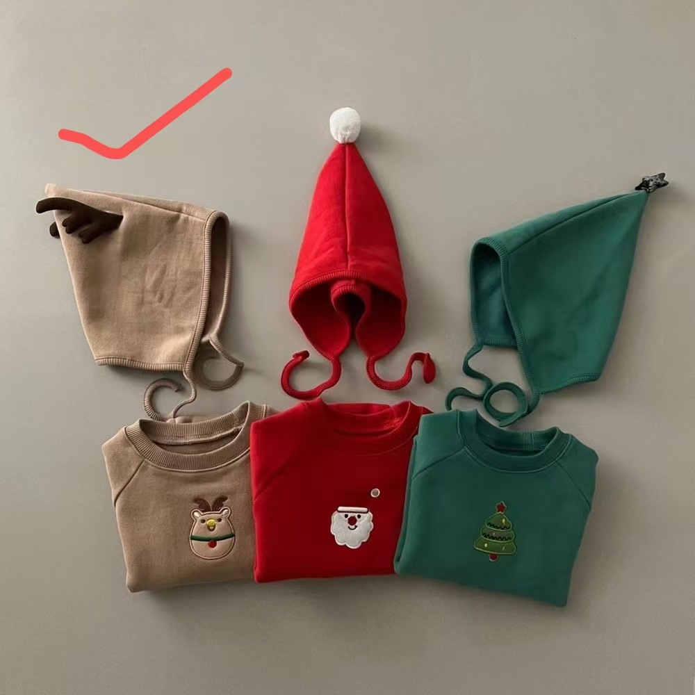 Picture of Korean-Style Baby Christmas Outfit for Autumn and Winter, Infant and Toddler One-Piece Fleece-Lined Thickened Romper for Warmth