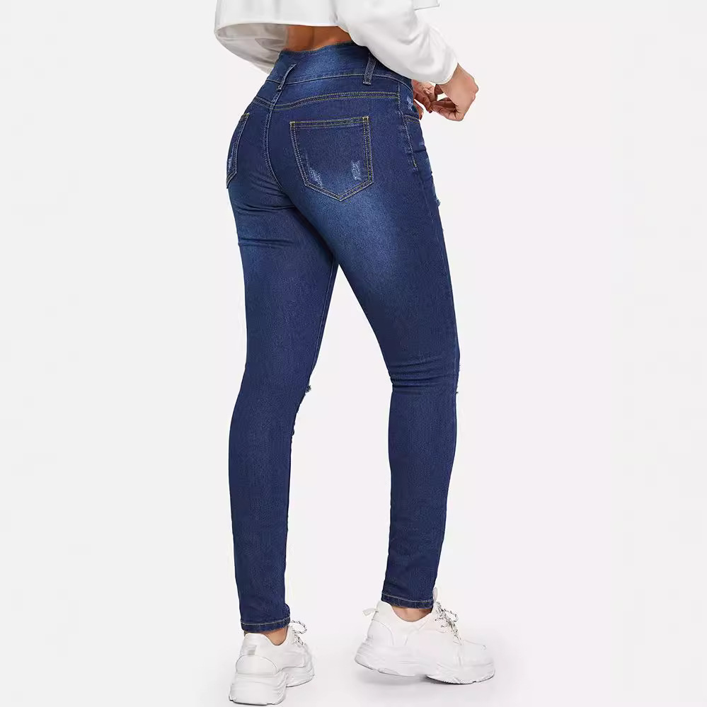 Picture of Foreign Trade Cross-Border Export Women's Pants Aliexpress 2021 Spring & Fall Ripped Jeans European and American Popular Student Pants