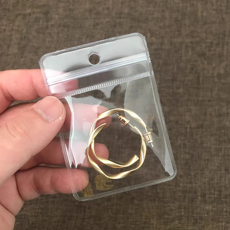 Picture of PVC Hole Jewelry Storage Bag Bracelet Small Jewelry Packaging Transparent Sealed Holed Plastic Sealed Self-sealing Bag