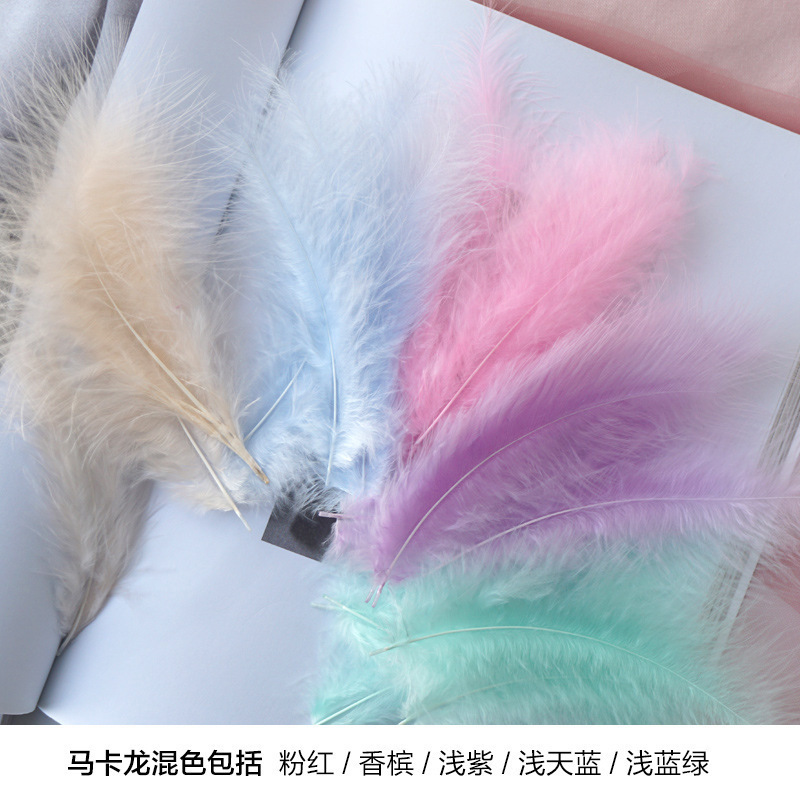 Picture of Colorful Turkey Hair Pointed Tail Velvet Dream Catcher Material Wave Ball Gift Box Filler Shooting Props Feather Decoration