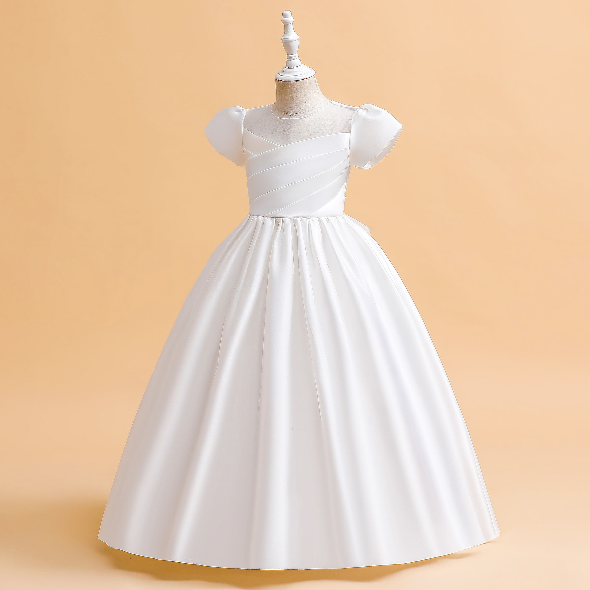 Picture of 2025 New Children's Dress Skirt Children's Satin Princess Skirt Middle and Large Children's Birthday Party Catwalk Piano Performance Costume