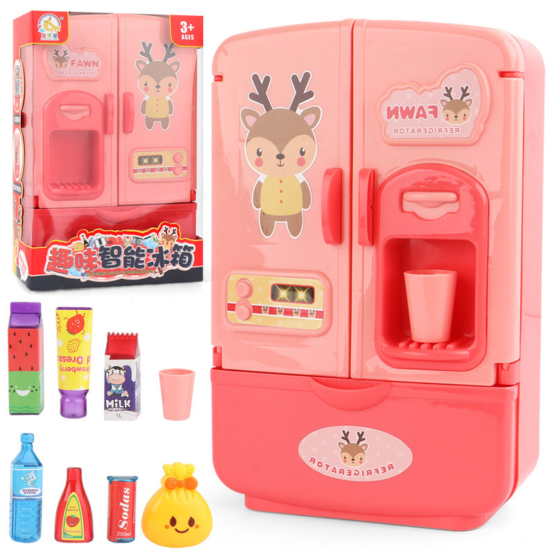 New Children's Play House Simulation Refrigerator Kitchen Toy Double Door Mini Home Appliance Girl Smart Refrigerator Toy