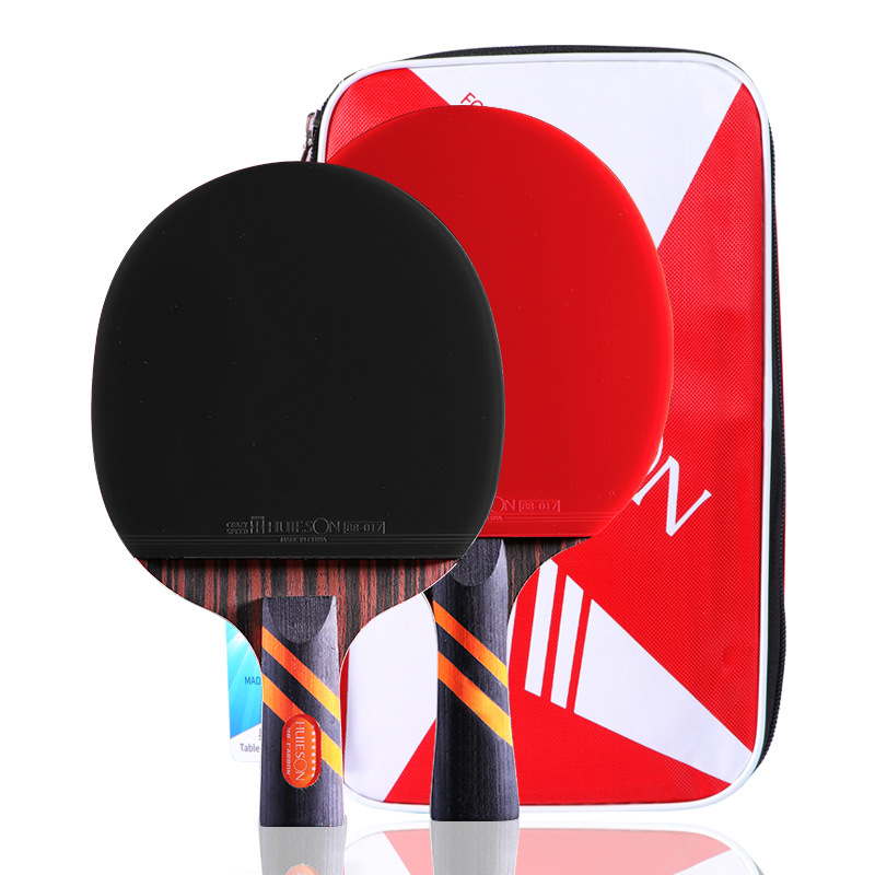 Picture of Huisheng M8 double pair of high elastic professional table tennis racket horizontal racket straight racket with racket set pure wood table tennis racket set