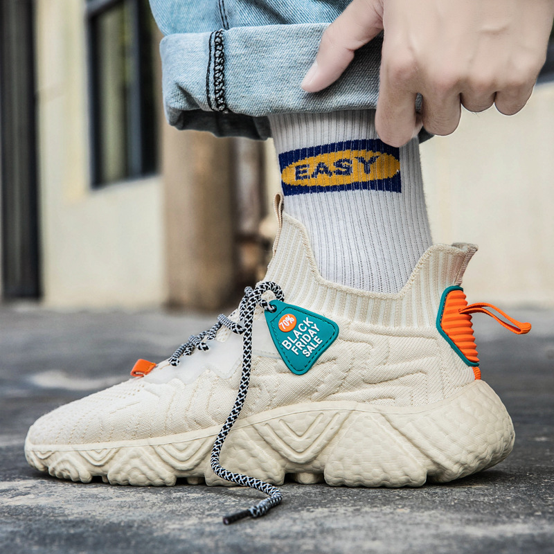 Men's Shoes 2023 New Flying Weaving Trendy Coconut Casual Men's Sports Breathable All-match Mesh All-match Trendy Shoes Shoes