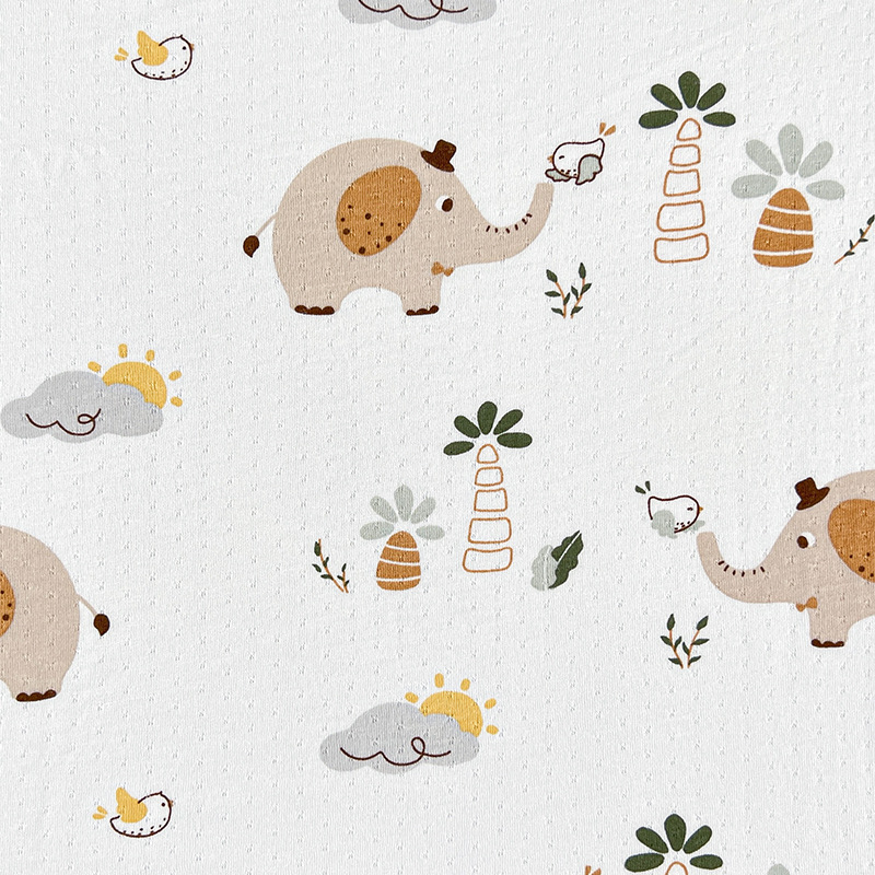 Picture of Bamboo Cotton Jacquard Printed Fabric Baby Summer Anti-Mosquito Jumpsuit Bamboo Fiber Fabric 70 Bamboo 30 Cotton Jersey
