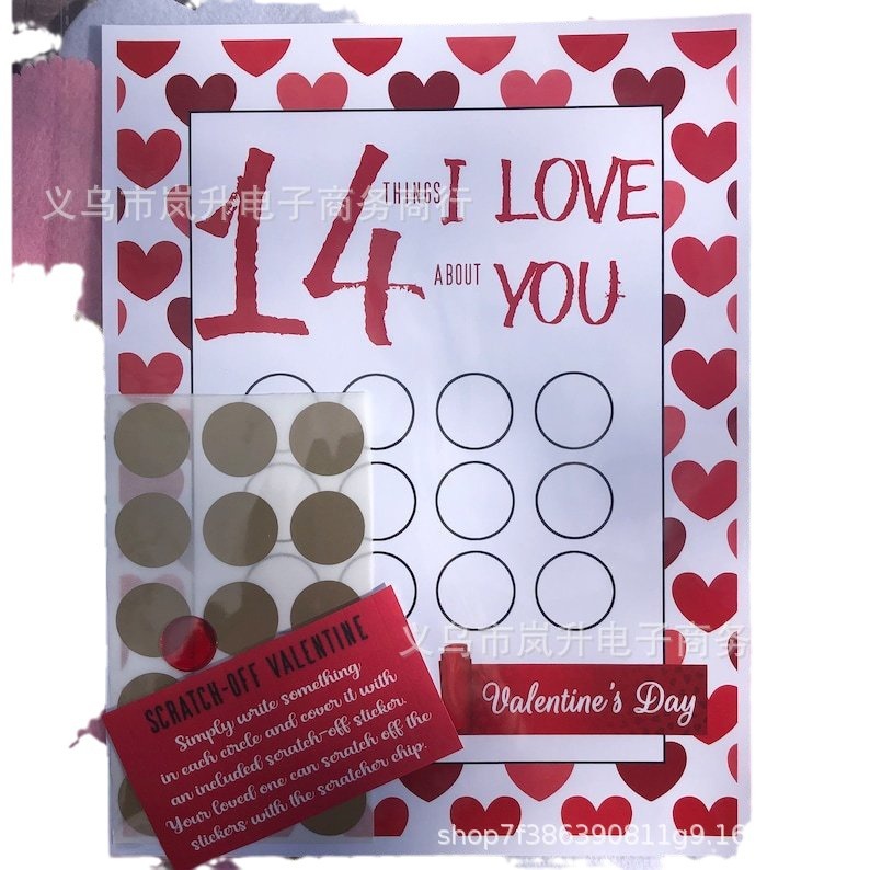 Picture of Cross-border new product Valentine Scratch Off Print Valentine's Day Scratch 14 things gift