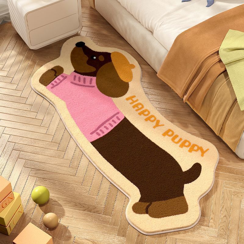 Dachshund Puppy Cashmere Irregular Carpet Bedroom Bedside Blanket Cloakroom Decorative Carpet Bathroom Absorbent Floor Mat