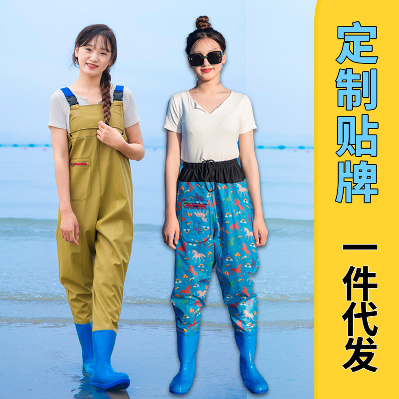 Water Pants Half-length Rain Pants Waterproof Clothes Women's Catching Fish Hipper Full-body Fishing Leather Wading Pants Thickened Rain Boots